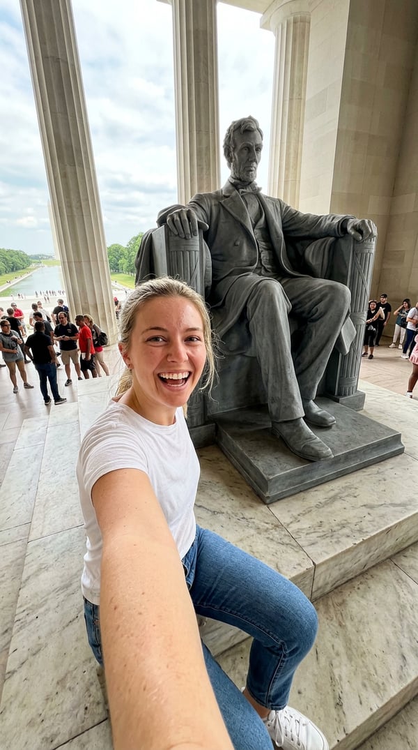 lincoln memorial selfie - AI portrait style sample by selfielab on selfielab