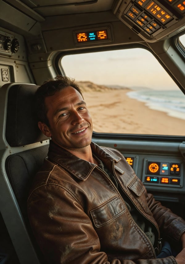 razor crest beach landing - AI portrait style sample by selfielab on selfielab