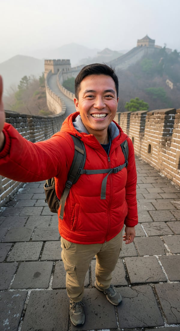 great wall selfie - AI portrait style sample by selfielab on selfielab