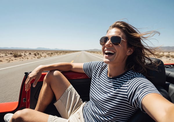 road trip convertible snap - AI portrait style sample by selfielab on selfielab
